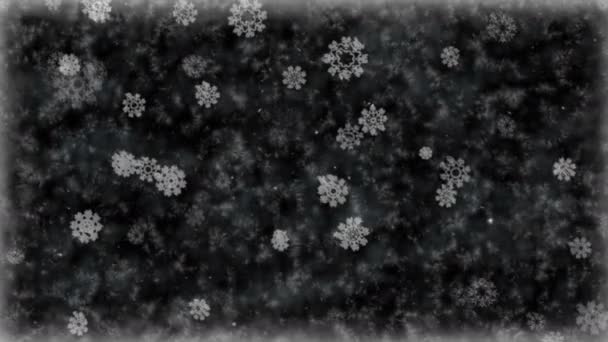 Mrazivé sněhové vločky na zmrazené pozadí. Bezešvá smyčka animace Zimní dovolená.