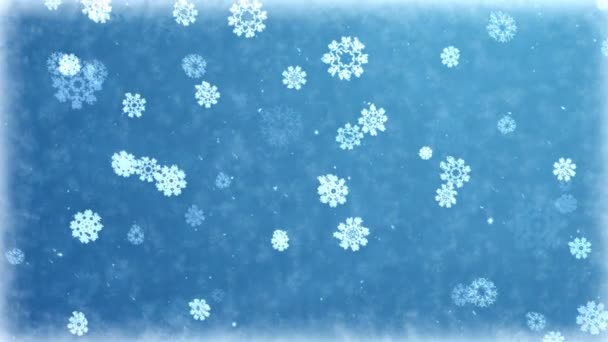 Fallende Schneeflocken Auf Abstrakt Gefrorenem Hintergrund Nahtlose Schleifenanimation Des Winterurlaubs — Stockvideo