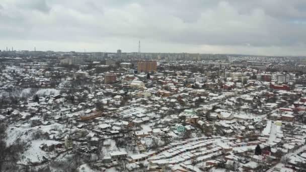 冬ドニプロ都市の町並みのパノラマ空中風景 ドネプロペトロフスク ドニエプル ドニエプロペトロフスク ウクライナ — ストック動画