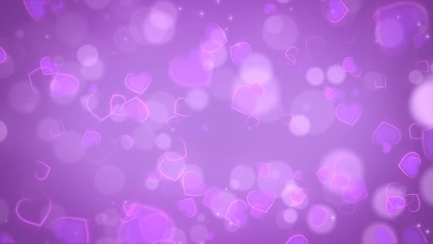 Фиолетовый Абстрактный Фон Сердца Бесшовный Цикл Анимация День Святого Валентина — стоковое видео