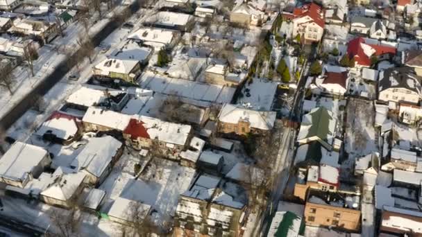 Vista Aérea Pátio Dos Telhados Cidade Dnipro Inverno Paisagem Urbana — Vídeo de Stock