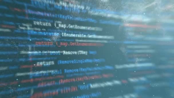 Animation abstraite du code source de programmation. Antécédents numériques en réalité virtuelle. Boucle sans couture 4K graphique de mouvement .