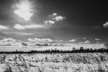 Kışın küçük bir Rus köyü