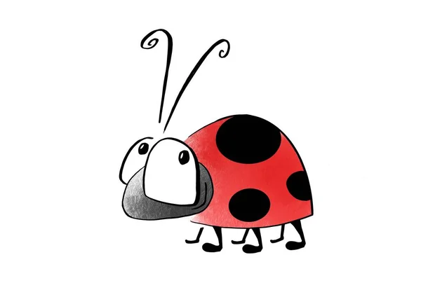 漫画風の動物。昆虫だ。レディバード — ストックベクタ