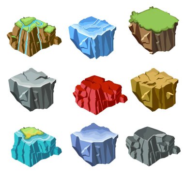 Isometric Game Tropikal Doğa Manzarası Şablonu