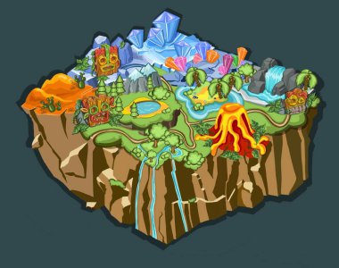 Isometric Game Tropikal Doğa Manzarası Şablonu