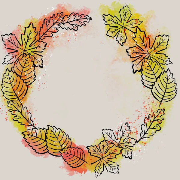 Осенний цветочный фон с листьями — стоковое фото