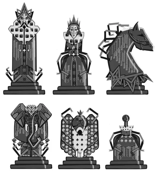 Šachy barevné figurky kusů turnajové hry ilustrace — Stock fotografie