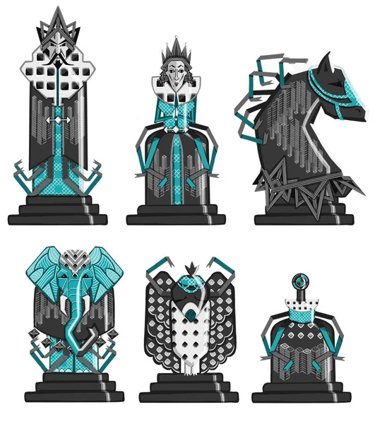 Σκάκι πολύχρωμο φιγούρες κομμάτια τουρνουά παιχνίδι εικονογράφηση — Φωτογραφία Αρχείου