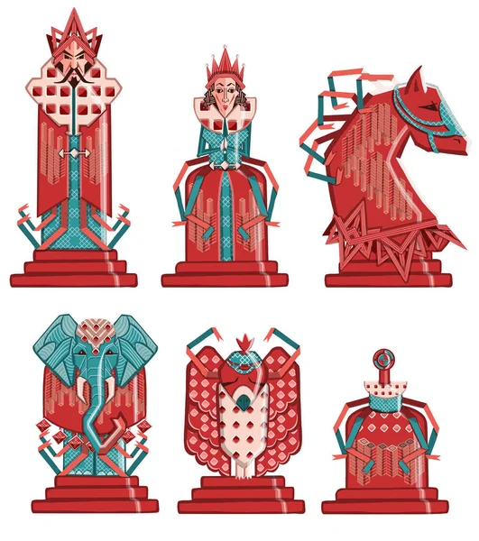 Gry Szachy kolorowe figury sztuk turnieju ilustracja gry — Zdjęcie stockowe
