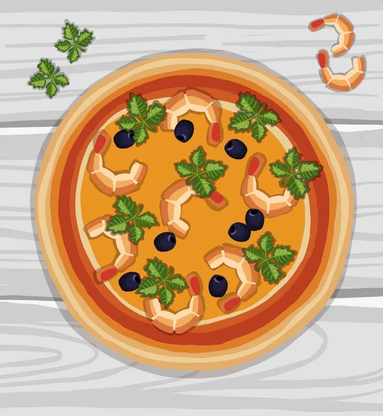 Handgezeichnete Pizza auf Schneidebrett — Stockvektor