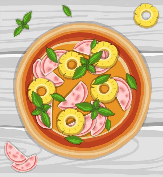 Pizza disegnata a mano sul tagliere — Vettoriale Stock