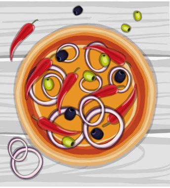  Kesme tahtasına elle çizilmiş pizza.