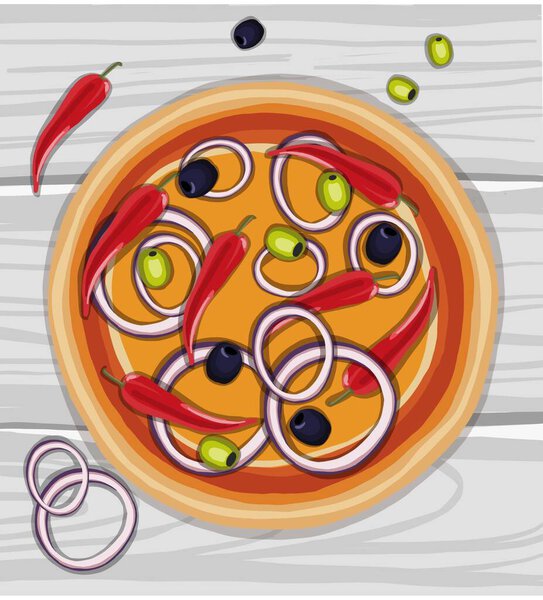  hand drawn pizza on cutting board