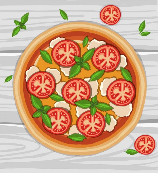 Pizza disegnata a mano sul tagliere — Vettoriale Stock