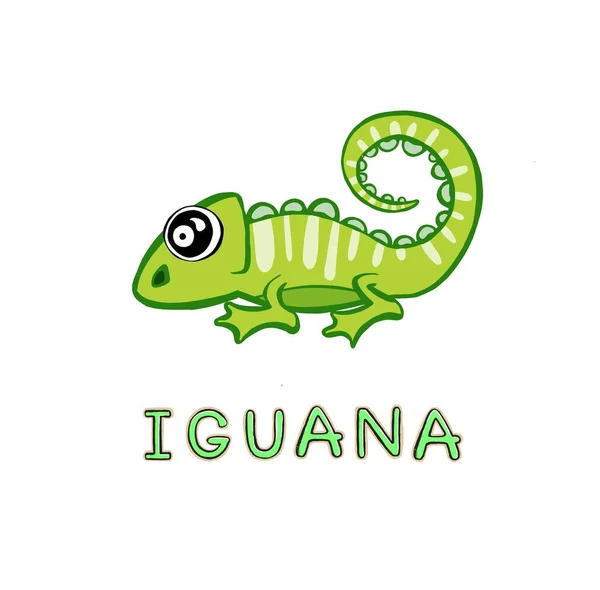Şirin iguana çizgi filmi dizayn et. Depo için küçük simge. — Stok Vektör