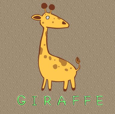 Sevimli çizgi film modası tasarımı küçük kapalı gözlü zürafa.