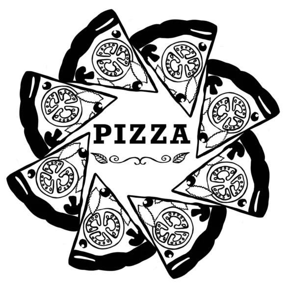 Sada pizza logo, emblém pro fast food restaurace — Stockový vektor