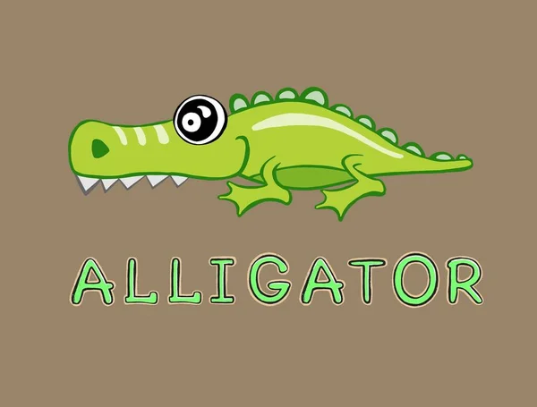 Alligator or crocodile over the sign