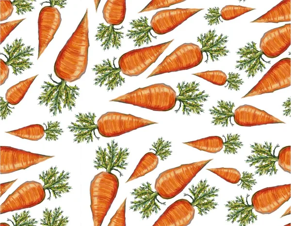 seamless pattern with orange carrots on white background. Vegetable summer pattern