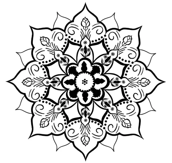 Mandala preto e branco para colorir página — Vetor de Stock