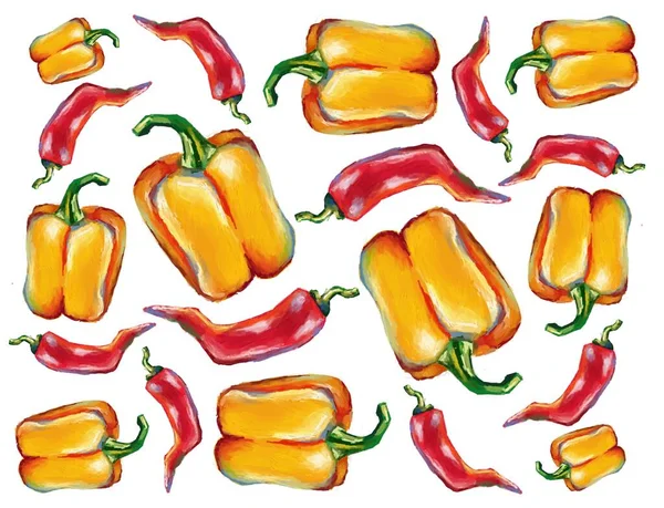 Chili peppers seamless pattern — Stock Photo, Image