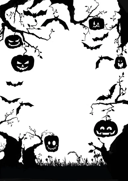 Szene mit Halloween-Baum, Illustration — Stockvektor