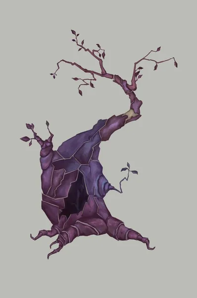 Scene with Halloween tree, illustration — Stock Photo, Image