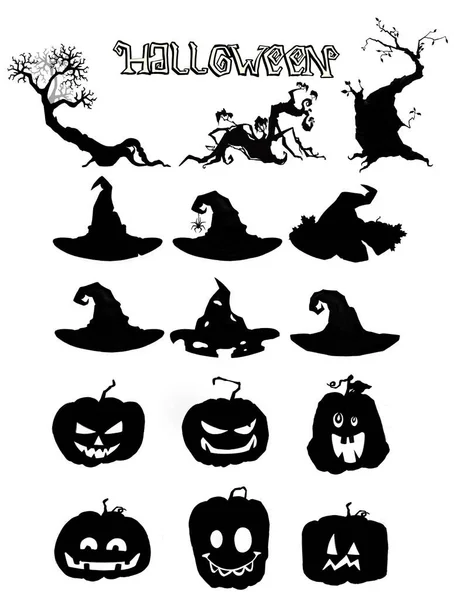Zestaw różnorodnych ilustracji na Halloween — Wektor stockowy