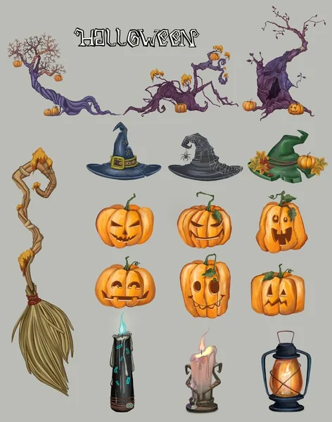 Un ensemble d'illustrations assorties pour Halloween — Photo