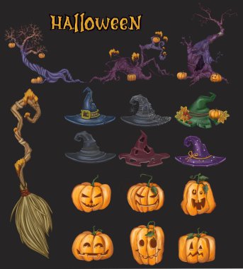 Cadılar Bayramı için çeşitli çizimler.