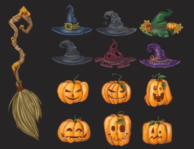 Cadılar Bayramı için çeşitli çizimler.