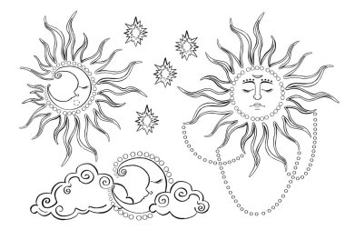 Sihirli ay gece deseni çizimi 