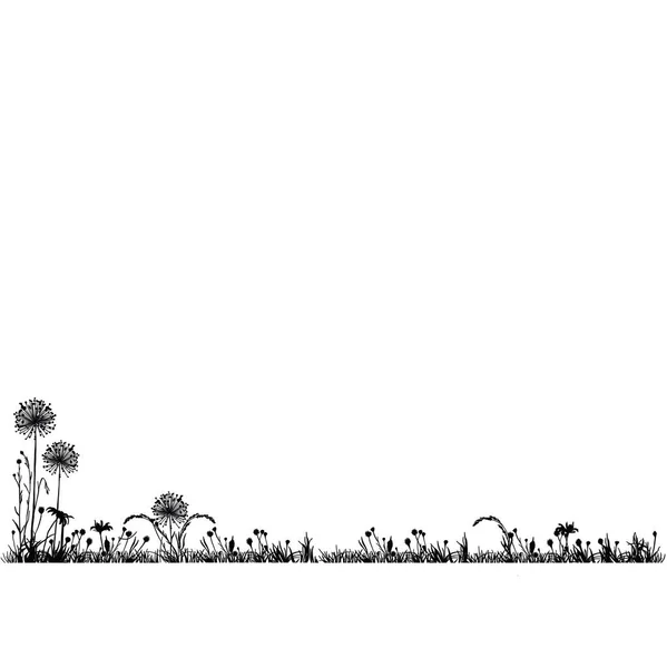 Травяной силуэт. Карикатурные линии растений — стоковый вектор