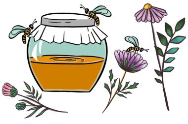 Cam kavanozdaki parlak doğal bal görüntüsü 