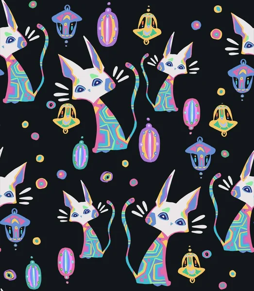 Seamless pattern with funny cats color