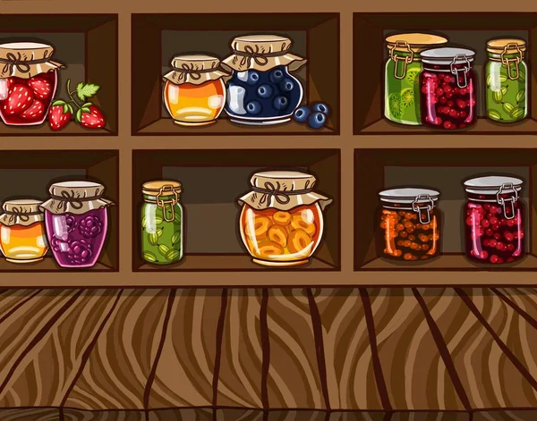 Des Pots Confiture Récolte Pour Hiver Illustration Vectorielle — Image vectorielle