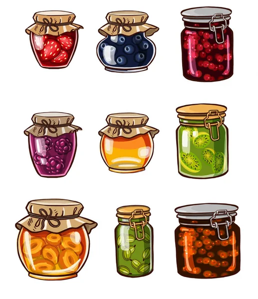 Des Pots Confiture Récolte Pour Hiver Illustration Haute Qualité — Photo