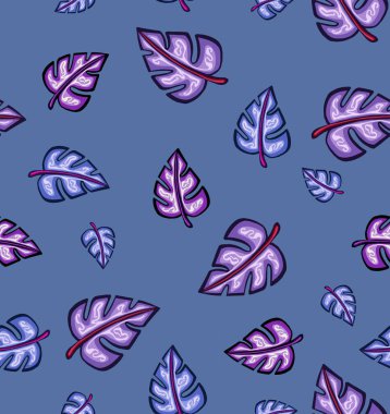 Kusursuz desenli, stilize yapraklı. El çizimi çizimi. Yüksek kaliteli illüstrasyon