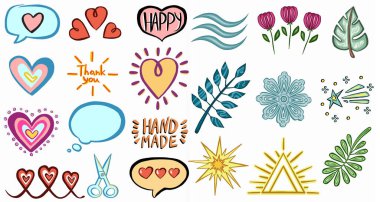 Web sitesi veya mobil uygulama için çizim simgeleri. Yüksek kaliteli illüstrasyon