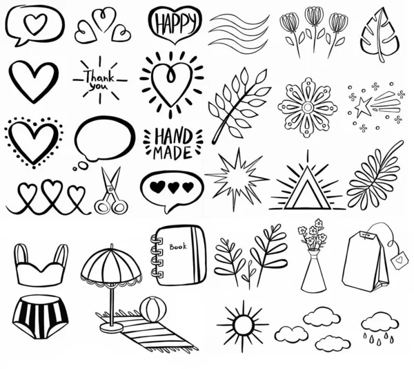 Set Sketch Icons Site Mobile Application Vector Illustration — Stock Vector