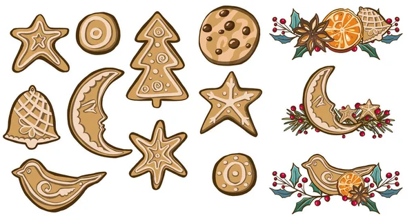 Alphabet Vacances Biscuit Gingembre Isolé Joyeux Noël Bonne Année Chiffres — Photo