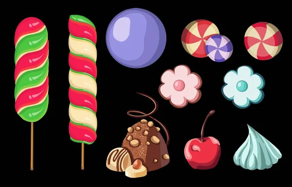 Set Different Sweet Lollipops Vector Illustration — Stock Vector