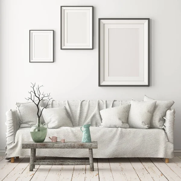 ソファと部屋のインテリア トレンディな色 のレンダリング — ストック写真