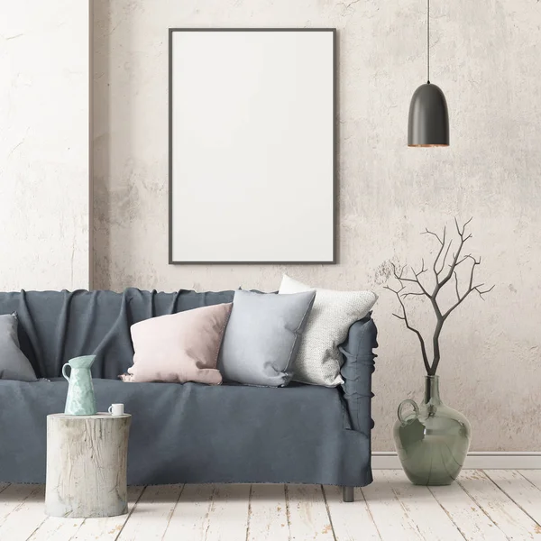 ソファと部屋のインテリア トレンディな色 のレンダリング — ストック写真