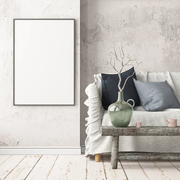 Habitación Interior Con Sofá Colores Moda Renderizar — Foto de Stock