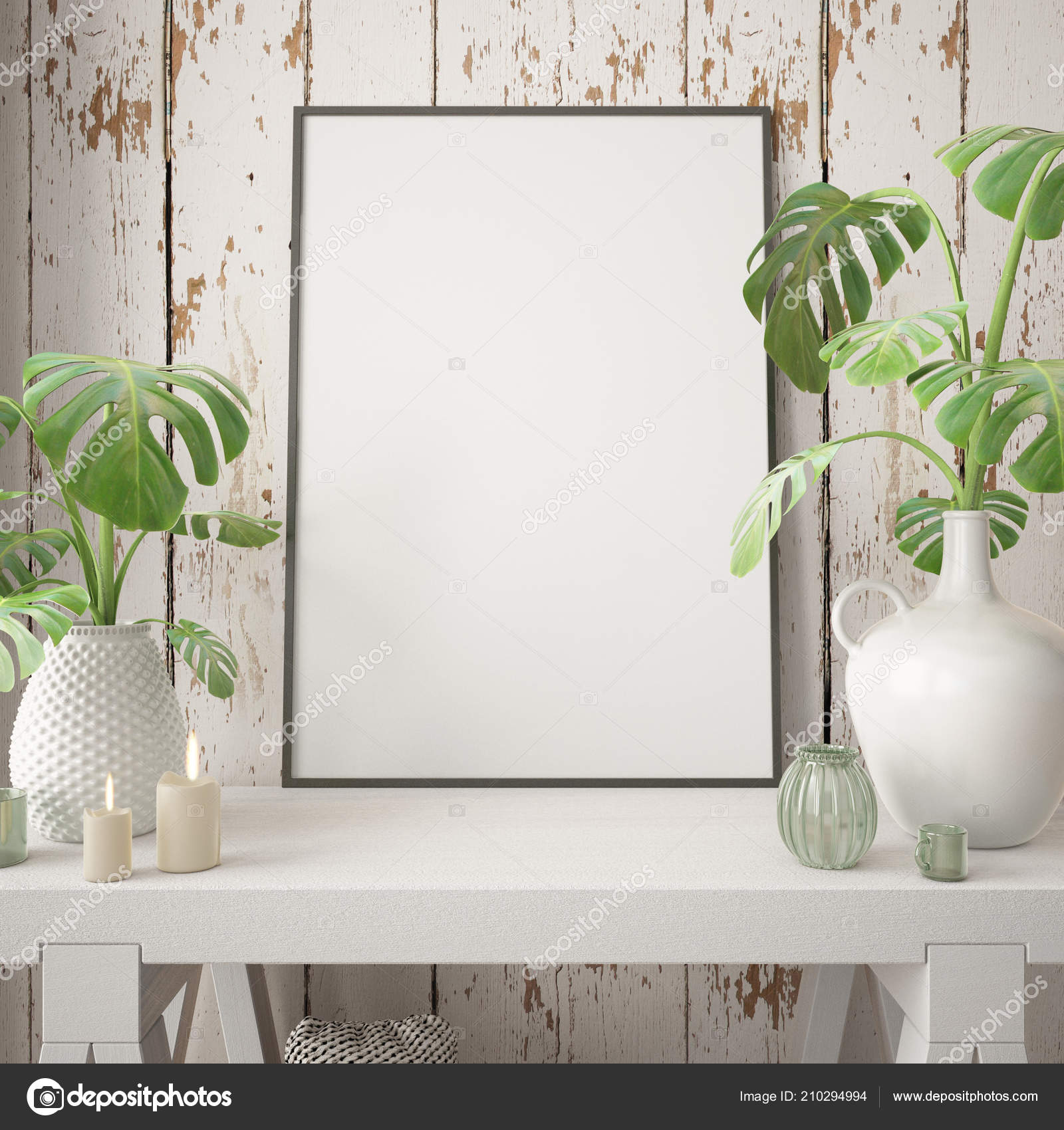 Mock Poster Table Hipster Style Scandinavian Interior