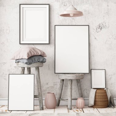 İskandinav tarzında modern evin renkli 3D tasarımı 