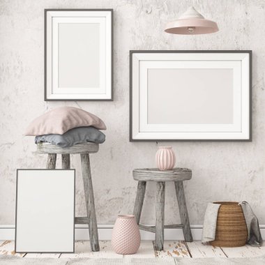 İskandinav tarzında modern evin renkli 3D tasarımı 