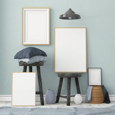 İskandinav tarzında modern evin renkli 3D tasarımı 